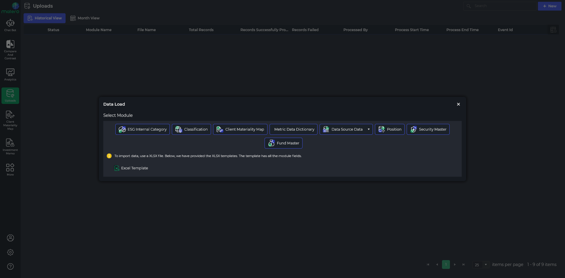 Matero ESG Data Load Interface - Seamless Financial and ESG Dataset Integration